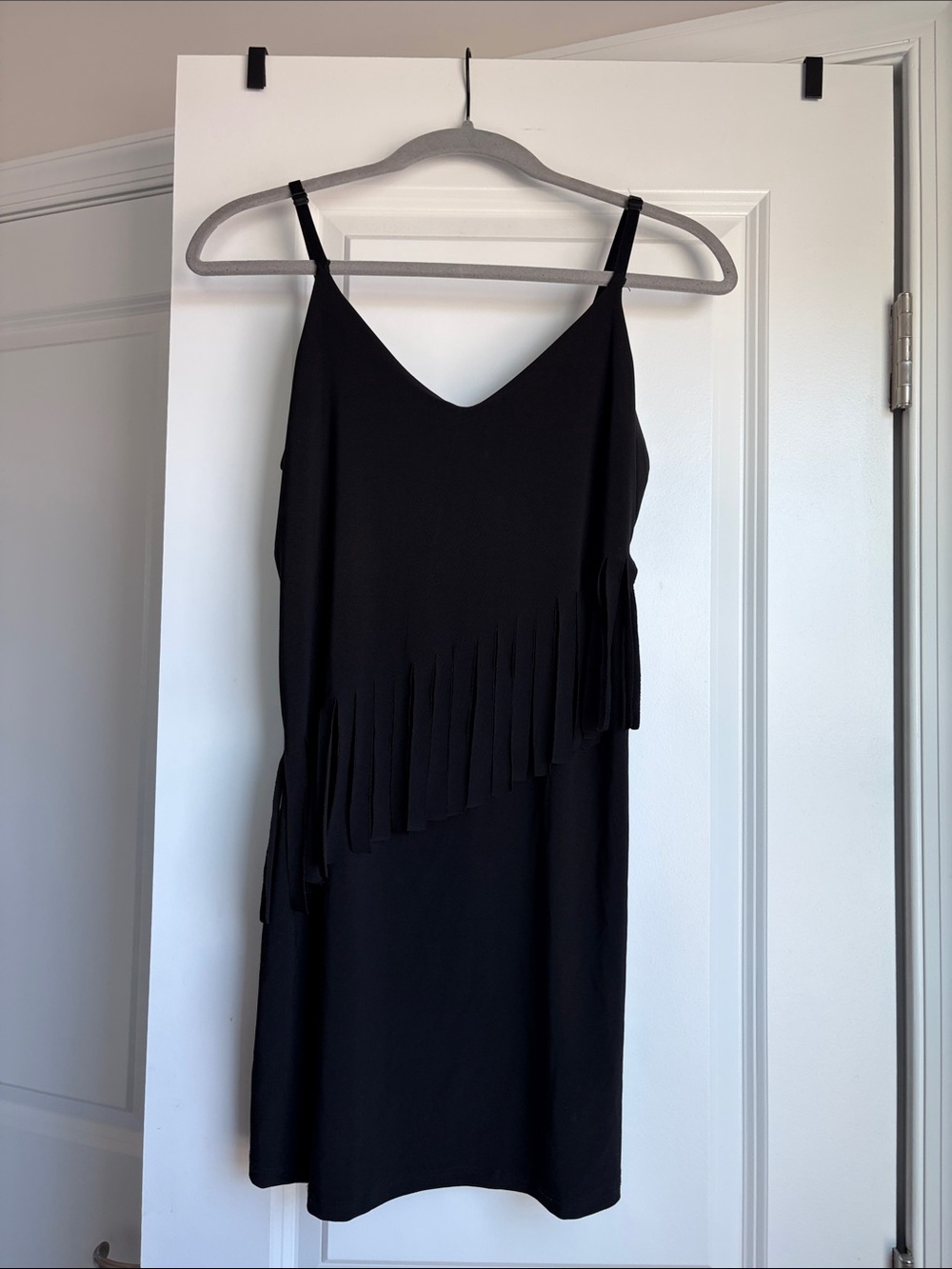 Black Fringe Slip Mini Dress - Women